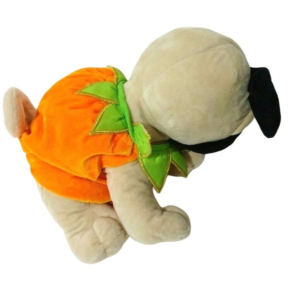 Pug Plush 12" Halloween Pumpkin Costume Stuffed Animal Tan Dog Fall Color Soft - Picture 3 of 5